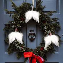 5 天使羽毛翅膀工艺装饰迷你天使翅膀圣诞树装饰悬挂复古别致吊坠圣诞节派对装饰 DIY 礼物婚礼 - 白色 - 查看 4