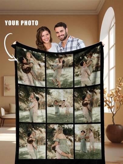 1 Peça Manta de Fleece Personalizada com Foto, Manta com Foto Personalizada de Família, Animal de Estimação, Casal, Dia das Mães, Dia dos Pais, Manta Comemorativa, Manta Engraçada e Novidade, Manta Aconchegante para Casa, Escritório, Viagens, Durável, Respirável, Leve, Lavável, Fofa, Amor, Quente, Aconchegante, Macia, Confortável, Simples, Personalizada, Única, Ele, Ela, Namorado, Namorada, Pai, Mãe, Família, Amigos, para Aniversários, para Inauguração da Casa, Cama, Carro, Quarto, Sala de Chá, Sala de Estar, Sofá
