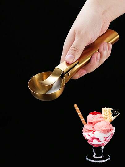 Stainless Steel Manual Ice Cream Scoop, Round Shape Fruit & Shaved Ice Spoon