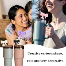 2 Stücke/1 Stück Strohhalm-Abdeckungen mit Schleife, Kappenaufsätze, lebensmittelechtes Silikonmaterial, kompatibel mit Bechern mit 30 und 40 oz, wiederverwendbarer Strohhalm-Aufsatz mit Schleife, Strohhalm-Spitzenschutz, Silikon-Strohhalm-Aufsatz, passend für die meisten Becher-Strohhalm-Kappen, kann als Geschenk an Freunde gegeben werden, zum Valentinstag, Muttertag, zu Weihnachten - Verschiedenfarbig - Übersicht 5