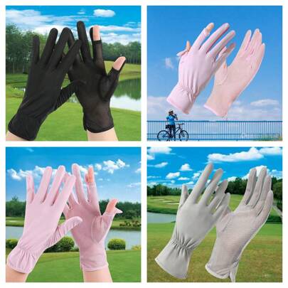 1 Pair Women's Outdoor Cycling Sports UV Protection Right Hand Two-Finger Flip-Top Gloves