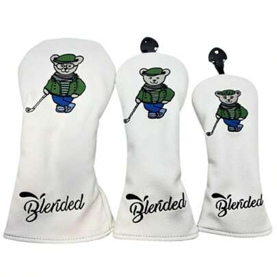 Dr.Bear 1 3 5 Wood Club Head Covers - Driver, Fairway Wood, Hybrid (With Number Tags), Blade Putter, Mallet Putter