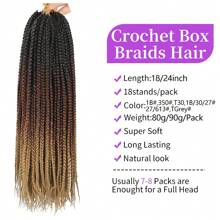 Crochet Box Braids Hair Pre Looped Goddess Box Braids Crochet Braiding Hair 3 Packs Crochet Box Braids 3x Box Braids Crochet Hair 18/24inch - Multicolor - View 4