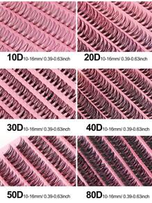 200PCS Individual Lash Clusters Large Capacity 10D 20D 30D 40D 50D D Curl 10-16mm DIY Lash Clusters Natural Look&Extra Thick&Wispy&Ultra Soft&Super Light Reusable Individual Segmented False Eyelashes Eyelash Extension Kit With Makeup Tools Beginner Use At Home Or For Daily Life&Wedding&Dating&Party&Music - D - View 3