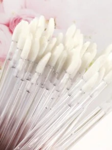 Waloshow 50-500件批发价大容量一次性唇刷睫毛刷便携式口红刷水晶杆天鹅绒唇彩刷眉刷清洁棒独立包装