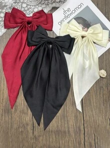 1pc Latest Fashion White Bow Spring Hair Clips Elegant Hair Accessories Joker Hair Clips In Daily Life Cute Halloween Valentine's Day - White - View 7