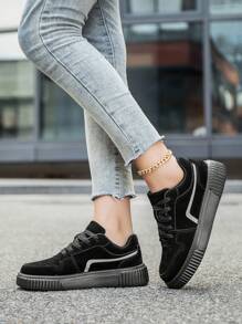 Women's Minimalist Black Low-Top Casual Flat Sneakers, Lightweight & Versatile For Outdoor, Daily, Business, Commute And Sports