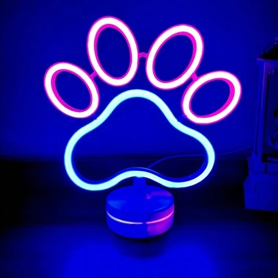 Đèn bàn hình dấu chân chó neon 27x24.5cm/10.6x9.6in, biển hiệu neon hình dấu chân chó dễ thương có đế LED, sử dụng nguồn USB và pin, trang trí nhà cửa, quà tặng đèn neon cho sinh nhật, tiệc tùng, Giáng sinh, ngày lễ, phòng ngủ, phòng khách.