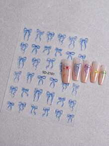 1 件情人节黑白星、心、蝴蝶结美甲设计时尚美甲贴纸