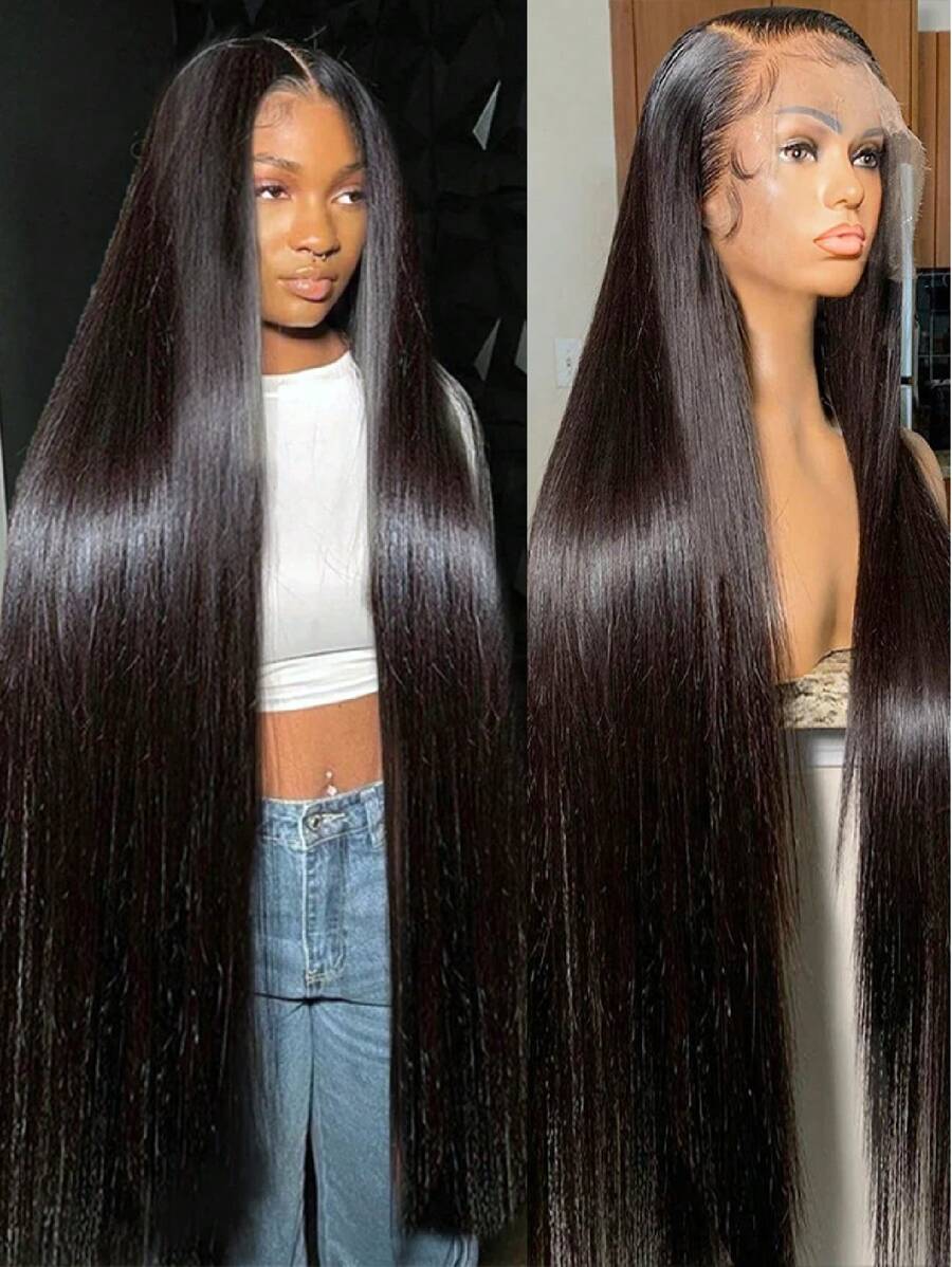 40Inch 250% Density 13x6 Lace Front Wigs Human Hair Straight HD Lace Front Wigs Human Hair 250% Density Pre Plucked With Baby Hair Straight Wigs Frontal Wigs Human Hair For Women Natural Black