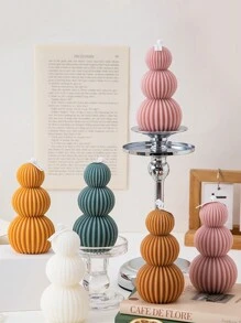 Folding Paper Fan Stackable Mold For Handmade DIY Candles And Candle Holders, Simple Home Decor And Gift Ideas, Geometric Patterned, Suitable For Wedding, Valentine's Day, Anniversary, Family Gathering, Durable Silicone Mold For Candle Or Plaster Casting, Easy To Disassemble And Clean, Allows Repeated Production Of Artworks - White - View 3