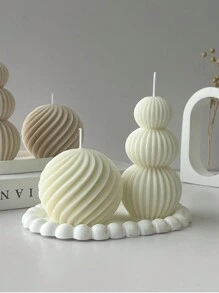 Folding Paper Fan Stackable Mold For Handmade DIY Candles And Candle Holders, Simple Home Decor And Gift Ideas, Geometric Patterned, Suitable For Wedding, Valentine's Day, Anniversary, Family Gathering, Durable Silicone Mold For Candle Or Plaster Casting, Easy To Disassemble And Clean, Allows Repeated Production Of Artworks - White - View 6