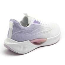 Lightweight Sports Shoe With Padded Sole And Embossed Patterns - Purple - View 4