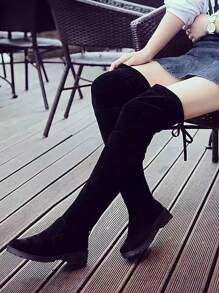 Nuevas botas altas hasta la rodilla de piel sintética negras para mujer, estilo minimalista, tacón alto delgado, se combinan con ropa deportiva y jeans, de moda y aptas para fiestas, Otoño/Invierno 2024