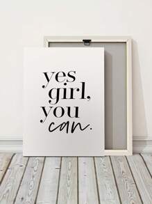 1pc "Yes, Girl, You Can!" Inspirational Canvas Art Print, Positive Affirmation Poster, Suitable For Girls Room Decor, Modern Unframed Wall Art, Perfect Gift For Her - Black and White - View 16