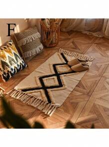 1PC Nordic Tassel Knit Rug Carpet Small Rug 60x90cm Bedroom Kitchen Rugs Living Room Washable Mat Boho Retro Home Decoration - Multicolor - View 4