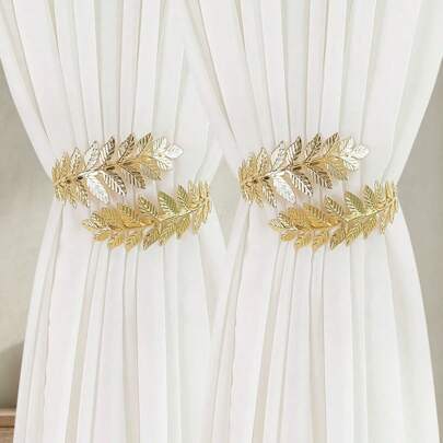 1pc/2pcs Simple Leaf Pattern Curtain Tiebacks, Decorative Curtain Tiebacks