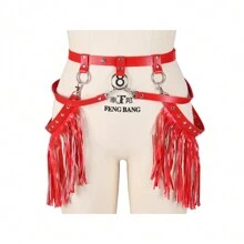 女式性感皮革腰带流苏朋克背带金属身体笼