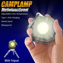 1pc High Bright LED Mini Camping Light Rechargeable 5 Modes Flashlight With Strong Magnet Hook Outdoor Waterproof Emergency Lantern - White Light - View 2