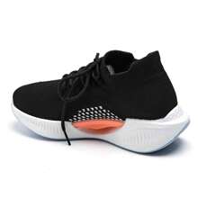 Sports Shoe With Thick Sole And Embossed Details - Black - View 5