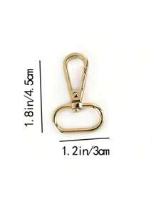 5pcs Gold-Tone Metal Accessory Kit - Chain Links Lobster Clasp Keychain Swivel Hook Oval Ring Spring Clasp For DIY Crafts & Wallet Making - Gold - View 3