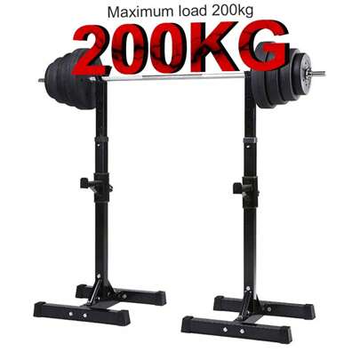 Supporto per manubri squat rack regolabile in altezza 105-160 cm - barra per bodybuilding - acciaio - nero - 150 kg