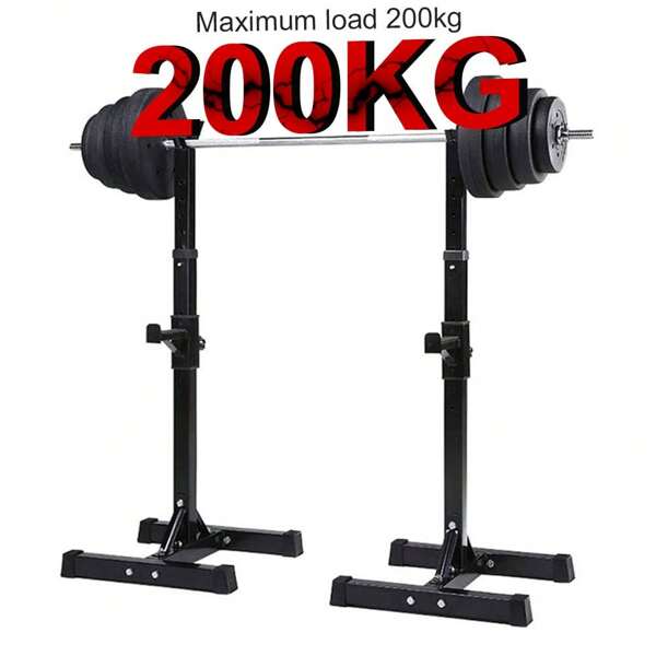 Supporto per manubri squat rack regolabile in altezza 105-160 cm - barra per bodybuilding - acciaio - nero - 150 kg