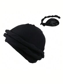 1 件装男士头巾帽丝滑缎面衬里头带扭纹帽带缎面衬里头带男女时尚男士嘻哈帽头带头巾睡帽睡帽 - A - 查看 8