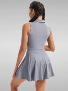 Blaosn Golf Tennis Dress  Dresses For Women With Pockets Shorts 2 Piece Sets Outfits For Sleeveless Workout Athletic Dresses - 灰色 - 查看 3