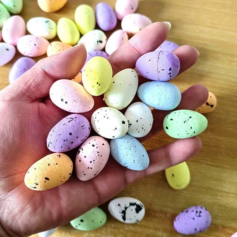 LIMOGLHP 20/50pcs Foam Easter Eggs, Easter Decorations, Painted Realistic Bird Eggs, Eggs, DIY Crafts, Home Decor, Easter Party, Random Mixed Colors