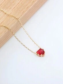 ELSEDES 1 件时尚 S925 纯银红色心形宝石吊坠项链，优雅精致，适合日常或约会装扮，是送给女朋友的完美礼物 - 香檳色 - 查看 8