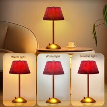 1 lampe de table LED portable avec capteur tactile, lampe rechargeable à commande tactile 3 couleurs, lampe de bureau en métal à 3 niveaux de luminosité, veilleuse, lampe de chevet, lampe de salle à manger