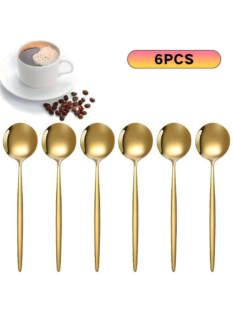 6個/12個/18個セット ゴールドコーヒー/ティースプーン、5.2インチ