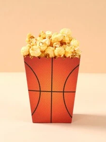 10pcs Basketball Shaped Paper Popcorn Boxes, Food Container Boxes, Sports Theme Party Decorations For Family, Friends, Birthday, Suitable For Sports Events, Parties, Movie Nights - Basketball - View 4