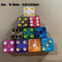 10pcs/套大孔骰子套装 - 方形珍珠骰子，适用于大理石棋盘游戏配件，非常适合棋盘游戏和派对乐趣，家庭聚会首选，适合角色扮演游戏，基于运气的桌面游戏 - 适合 14 岁以上。适合室内和室外游戏、多人游戏、朋友聚会、生日、婚礼和庆祝活动。游戏、新年、生日的绝佳礼物。 - 彩色 - 查看 3
