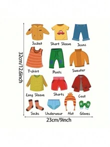 20 张/套服装标签贴纸适用于儿童卧室衣柜装饰，自粘背景纸，适用于儿童房衣柜装饰婴儿洗澡家庭装饰礼物