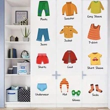 20 张/套服装标签贴纸适用于儿童卧室衣柜装饰，自粘背景纸，适用于儿童房衣柜装饰婴儿洗澡家庭装饰礼物