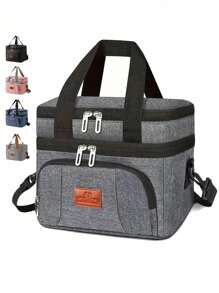 1个可重复使用的保温午餐袋，适合办公室、野餐、徒步旅行、海滩等场合 - 防漏保温手提袋，可装12罐饮料，成人尺寸，适合返校、教室、大学、学校用品、厨房收纳整理、厨房配件 - 灰色 - 查看 10