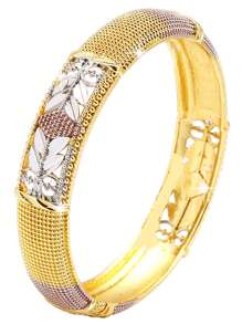 1 pieza Brazalete de aleación de zinc chapado en oro de 24k, accesorio diario de estilo Dubai para mujeres