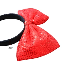 Wu Pistilure 1pc Princess Headband Red Sequin Big Bow Amusement Park Photo Haircard Popular Hair Accessories Face Female Headband