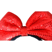 Wu Pistilure 1pc Princess Headband Red Sequin Big Bow Amusement Park Photo Haircard Popular Hair Accessories Face Female Headband