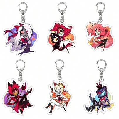 Anime Figures Q Edition Acrylic Key Rings Fashion Anime Action Figure Collection Valentine's Day Gifts Bag Gift Key Ring