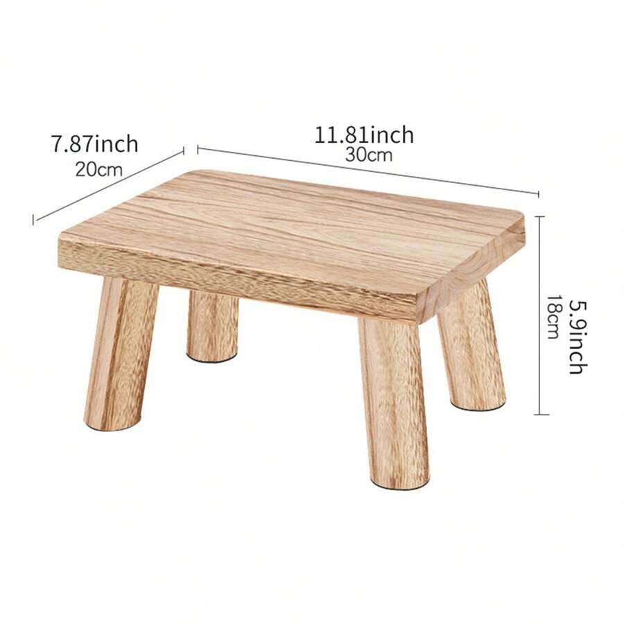 Wood Step Stool,Wooden Bedside Step Stool Adults For Kitchen,Bathroom,Bedroom, Shoe Changing Stool - 杏色 - 查看 1