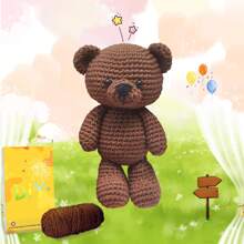 Set de Ganchillo para principiantes de Oso de Navidad DIY, Kit de animales de peluche Amigurumi - Regalo de Kit de iniciación al Ganchillo Conjunto completo de aprendizaje de ganchillo todo en uno - Marrón - Ver 1