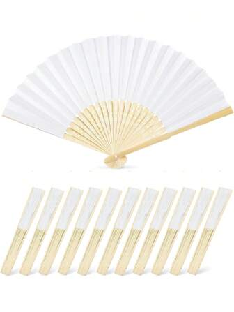 1PC/3PCS/6PCS/12PCS Hand Fan Chinese Style Handheld Fan DIY Blank Paper Fan Elegant Retro StylePersonalized Baby Shower Foldable Paper Fan Portable Party Wedding Supplies Hand Fan Gift Decoration Wedding Fans Handheld Fans,Suitable For Home And Office Decoration, Stage Performances,Suitable For Dance