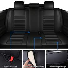 5Pcs Pu Leather Car Seat Covers Fit For Almost Cars, 5 Seats Waterproof Universal Car Seat Cushion Protectors - màu đen - Xem 9