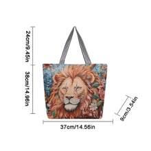 Women  Style Tote Bag Embroidery Shoulder Bag Ladies Cotton Linen Shopping Handbag - B - View 10