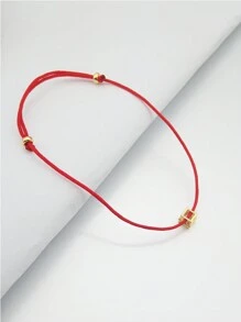 1 pieza Brazalete de hilo rojo con circonita única de plata S925, con suerte y de moda, minimalista, versátil, adecuado para uso diario y fiestas de mujeres - Amarillo Oro - Ver 2