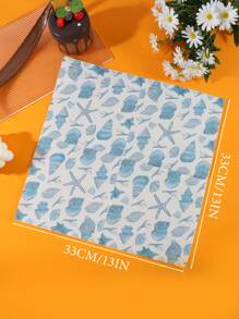 40 chiếc/gói Khăn ăn dùng một lần cho tiệc 13"X13", Họa tiết vỏ sò đại dương xanh, Thích hợp cho nhiều bữa tiệc theo chủ đề và sử dụng hàng ngày - Nhiều màu - Xem 2