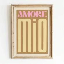 1pc Modern Colorful Print Amore Mio Poster Wall Art Love Canvas Painting For Living Room Home Decor Valentine's Day Gift Idea No Frame, Valentine's Day